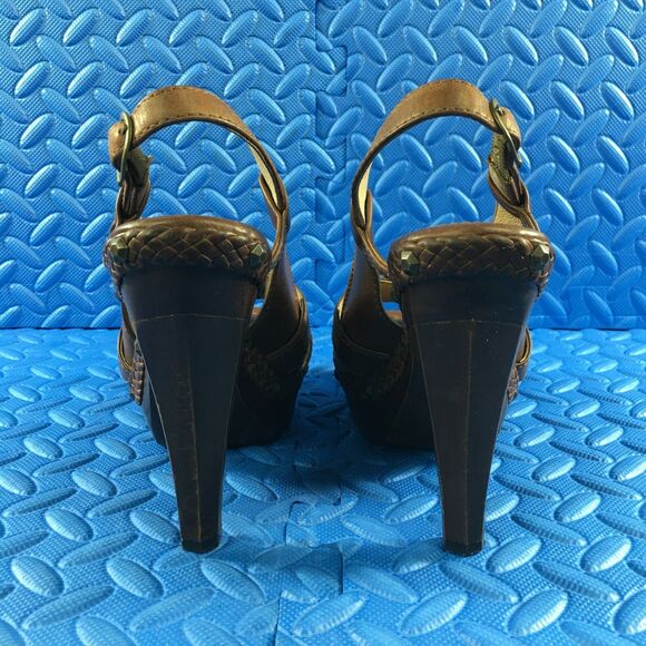 FRYE Women's Shoes Brown Leather Studded Platform High Heel Sandals Size 8 - Picture 6 of 14